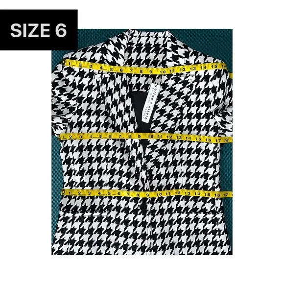 Alice + Olivia Breann Houndstooth Black White Fitted Blazer Jacket - Picture 13 of 17